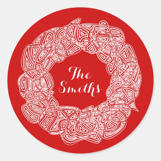 Rond Christmas Wreath Classic Round Sticker (Devant)