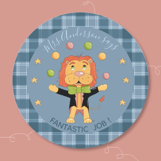 Rond Circus Lion Student Blue Reward Sticker