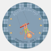 Rond Circus Monkey Student Blue Reward Sticker (Devant)