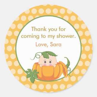 Rond Citrouille d'automne | Sticker Baby shower Faveur