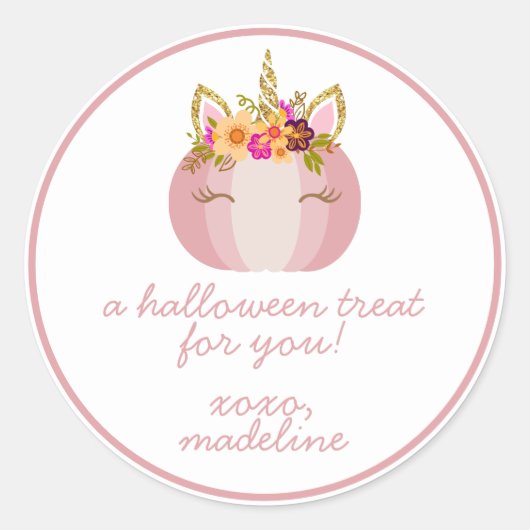 Rond Citrouille Unicorn | Sticker pour l'Halloween pour (Devant)