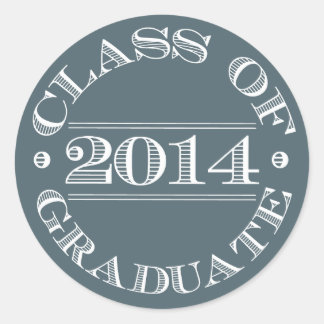 Rond Classe de Sticker pour graduation 2014 Bleu | Blan