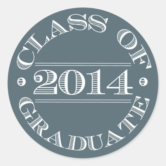Rond Classe de Sticker pour graduation 2014 Bleu | Blan (Devant)