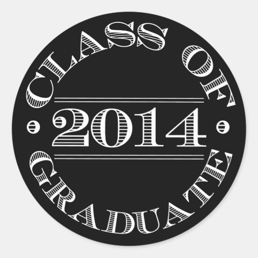 Rond Classe de Sticker pour graduation 2014 Noir | Blan (Devant)