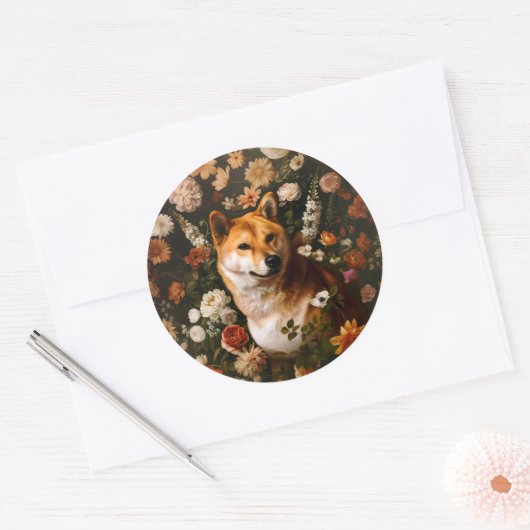 Rond Classic Shibu Inu - Sticker (Enveloppe)