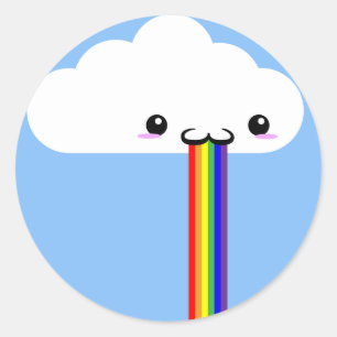 Rond Cloud Puking Rainbow Sticker