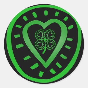Rond Clover de coeur noir St Patrick's Day R Sticker