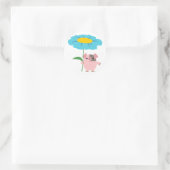 Rond Cochon De Cartoon Avec Sticker Cadeau (Bleu) (Sac)