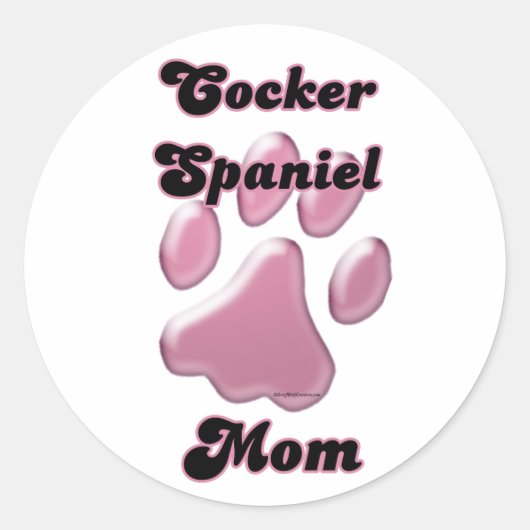 Rond Cocker Spaniel Mom Pawprint rose - Sticker (Devant)