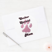 Rond Cocker Spaniel Mom Pawprint rose - Sticker (Enveloppe)