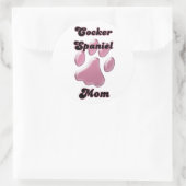 Rond Cocker Spaniel Mom Pawprint rose - Sticker (Sac)