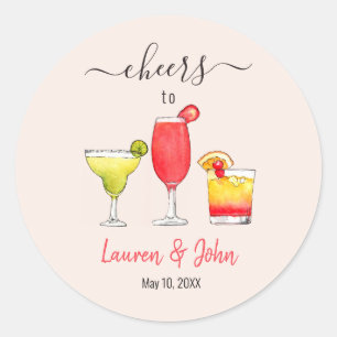 Rond Cocktail Douche nuptiale rose classique Sticker ro