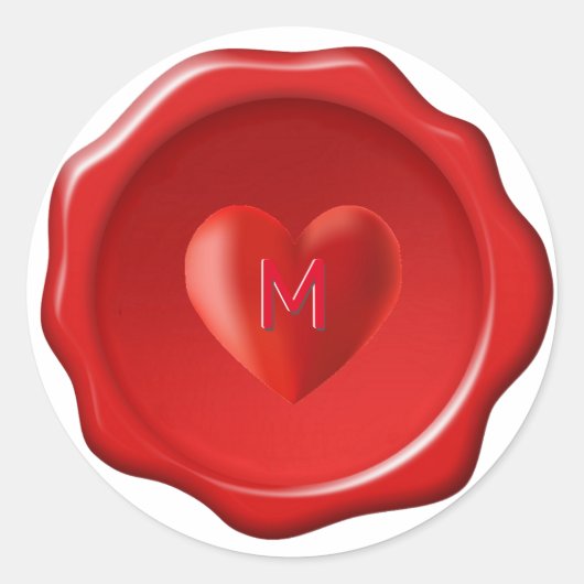 Rond Coeur et monogramme sur Sticker de cire rouge (Devant)