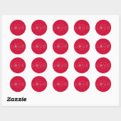 Rond Coeur joyeux ÉDITABLE COULEUR Sticker de vacances (Feuille)