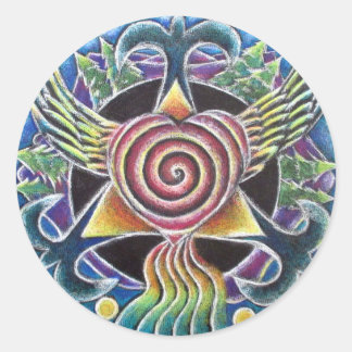 Rond Coeur Spirit Oiseau Mandala Sticker