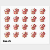 Rond ​ Coeurs mignons d'amour Boîte cadeau Sticker (Feuille)