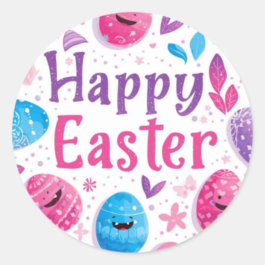 Rond Colorful Easter Egg Hunt Classic Round Sticker  (Devant)