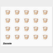 Rond Conception de sticker Kawaii Chat Mignon dans une (Feuille)