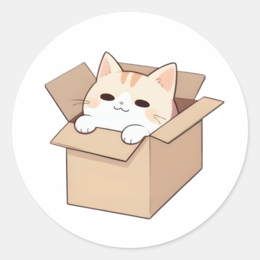 Rond Conception de sticker Kawaii Chat Mignon dans une (Devant)