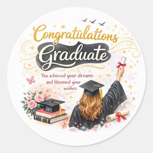 Rond Congratulations Graduate Sticker Gift Idea (Devant)