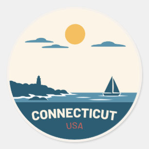 Rond Connecticut USA – Vintage Travel Sticker