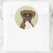 Rond Cool Boxer Dog pour Amoureux de les chiens Sticker (Sac)