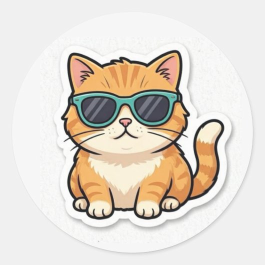 Rond Cool Cat With Sunglasses Sticker Funny Aesthetic  (Devant)