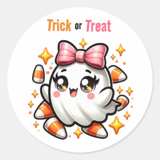 Rond Coquette Ghost Trick ou Treat Sticker