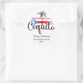 Rond Coquito Joyeux drapeau de Noël Palm Tree Sticker (Sac)