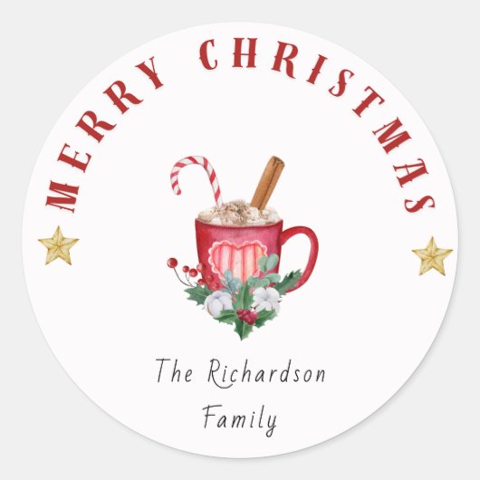 Rond Cosy Winter Coffee Mug Joyeux Sticker de Noël (Devant)