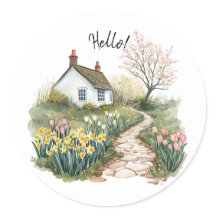 Cottagecore Aquarelle Sticker de chemin de jardin