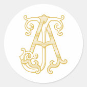 Rond COULEURS ÉDITABLES AJ Monogram JA Monogram Sticker (Devant)