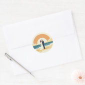Rond Couple à Sunset Beach Wedding Sticker (Enveloppe)