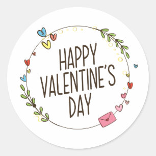 Rond Courbe Heureuse Sainte-Valentin simple   Sticker