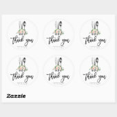 Rond couverts fleuris roses rustiques merci sticker (Feuille)