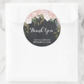 Rond craie florale rose merci sticker wedding shower (Sac)