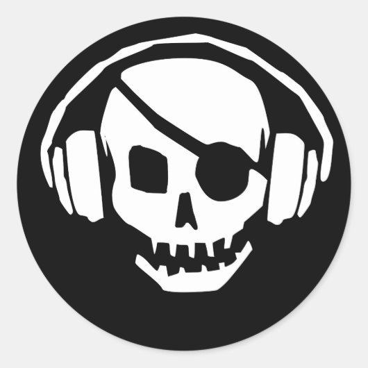 Rond Crâne avec patch oculaire et Sticker pour casque (Devant)