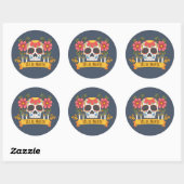 Rond Crâne floral Dia de los Muertos | Sticker (Feuille)