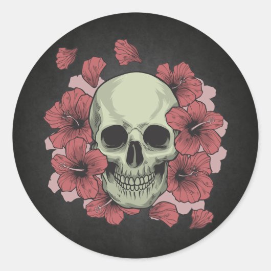 Rond Crâne floral Dia de los Muertos | Sticker (Devant)