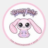 Rond Creepy Cute Pink Goth Bunny Easter Sticker (Devant)