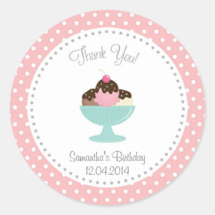 Rond Crème de glace Anniversaire Merci Sticker rose