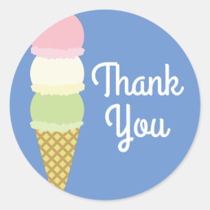 Rond Crème de glace cône mignonne 1er Sticker Anniversa