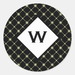 Rond Croix d'or initiale personnalisée sur Sticker noir