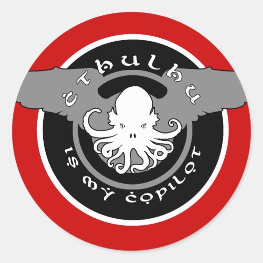 Rond Cthulhu est mon Sticker Copilot (rouge) (Devant)