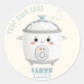 Rond Cuisinière à riz i love rice kawaii Sticker (Devant)