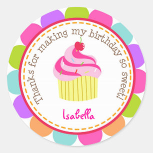 Rond Cupcake coloré Anniversaire Fête Favoriser Sticker