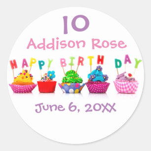 Rond Cupcake coloré - Sticker Cercle d'Anniversaire fil