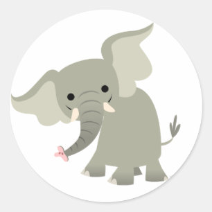 Rond Curieux Sticker Eléphant Cartoon