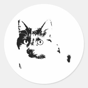 Rond Curieux Sticker en vinyle de chat