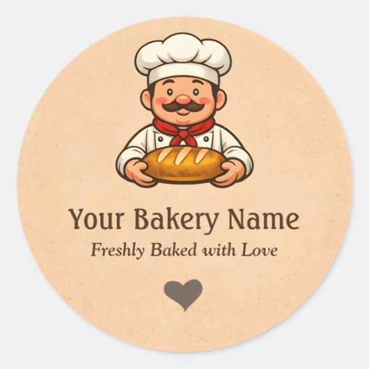 Rond Custom Bakery logo Sticker - Chef Bread Logo (Devant)